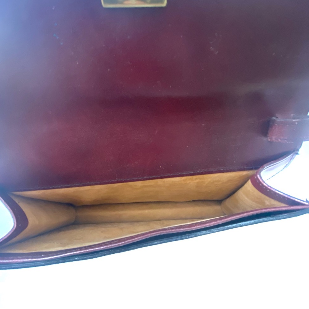 Vintage Sudhaus P.E.C. Leather Pouch Suede-Lined Wristlet Clutch, Burgundy - Picture 7 of 8